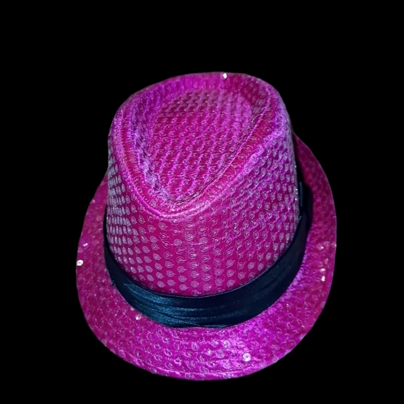 Disney Pink Sequin Fedora/Hat w Silk Black Band NWOT - Picture 1 of 5